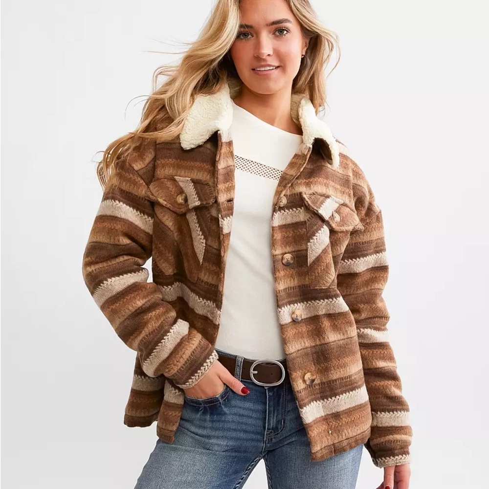 BKE Brown and Cream Teddy Jacket